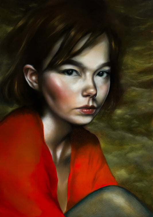 Björk, oil on board, June 2024
